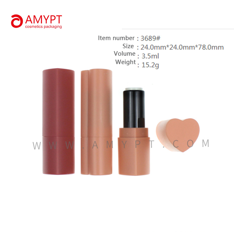 Herzförmiger, mattierter, leerer Lippenstift-Verpackungsbehälter für Romantik-Kosmetik 