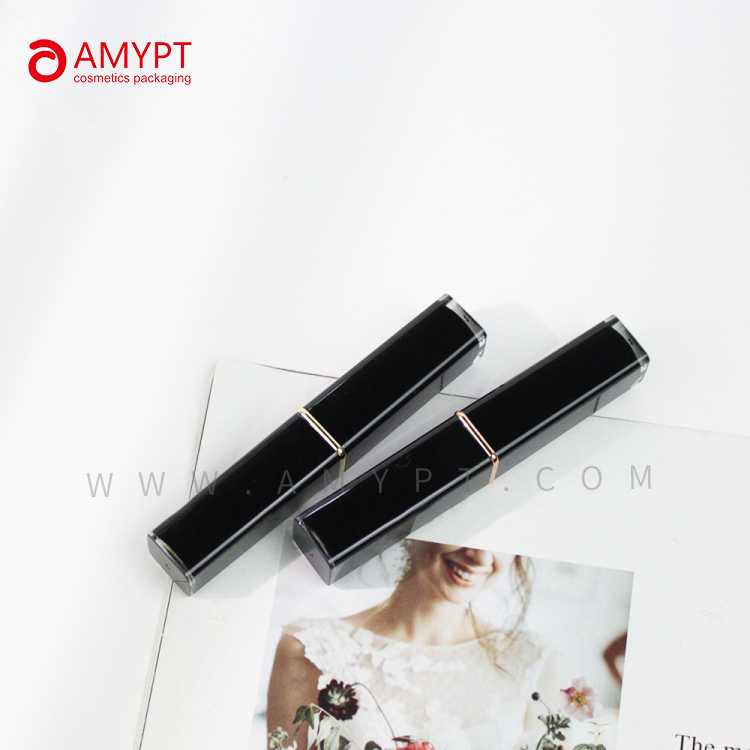 Luxuriöse leere Lippenstifthülse, quadratische Form, Lippenstifthülsenbehälter, schwarze Lippenstifthülse